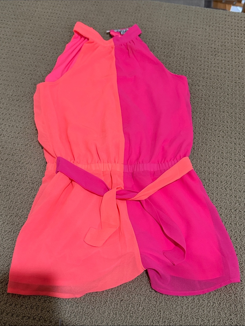 MIA NEW YORK Girls' Colorblock Pink & Coral Sleeveless Romper